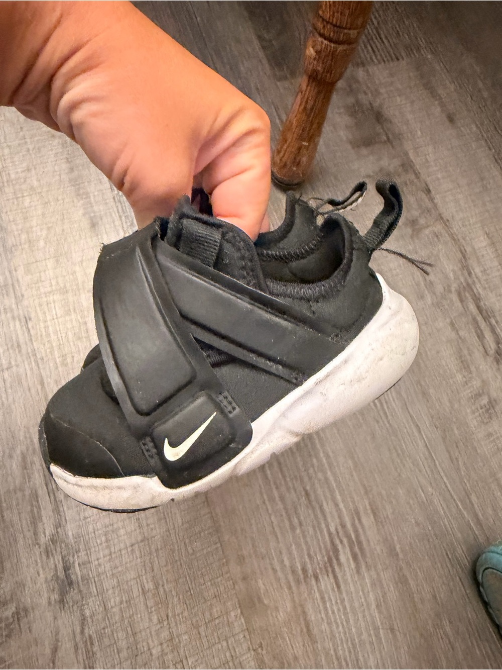 Nike Kids Black and White Velcro Sneakers with Grip Sole